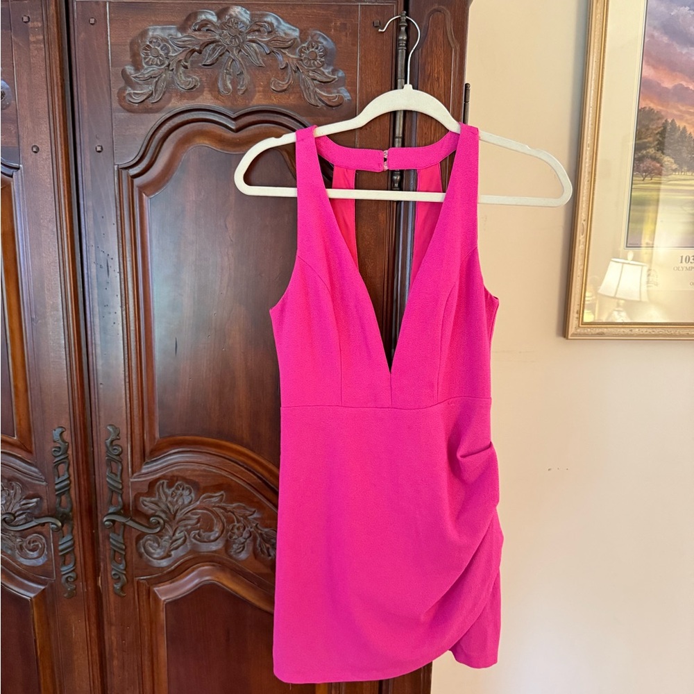 Tobi Pink Plunge Neck Sheath Dress